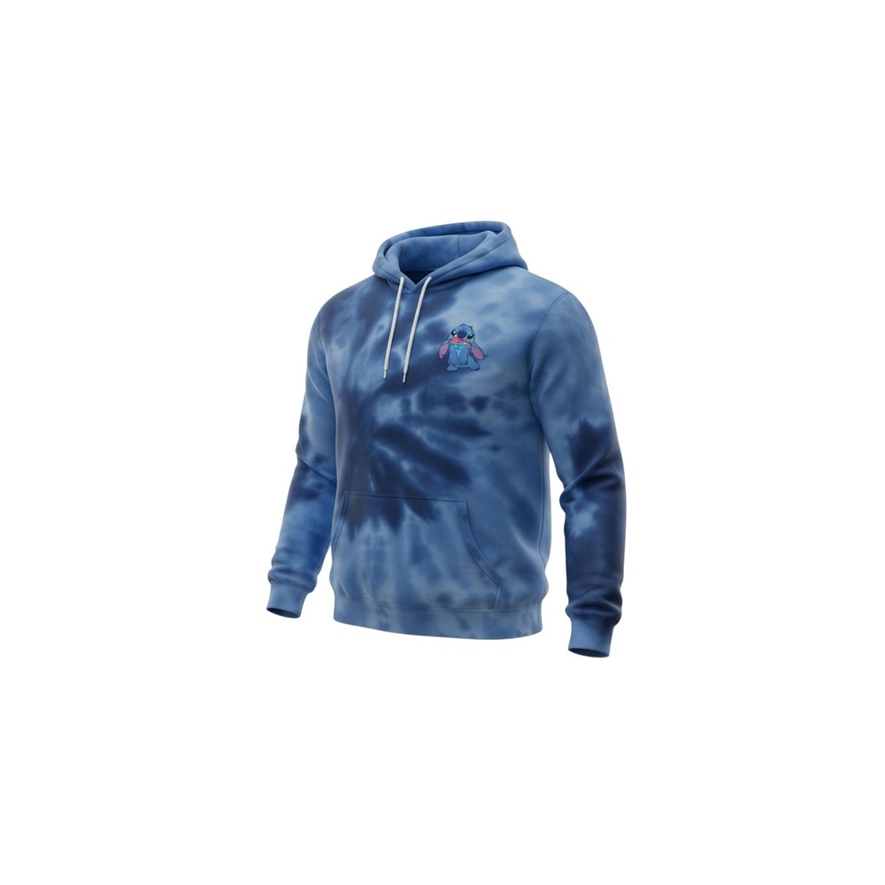 Disney Hoodie Mens XL Blue Tie Dye Stitch Embroidered Pullover Sweatshirt